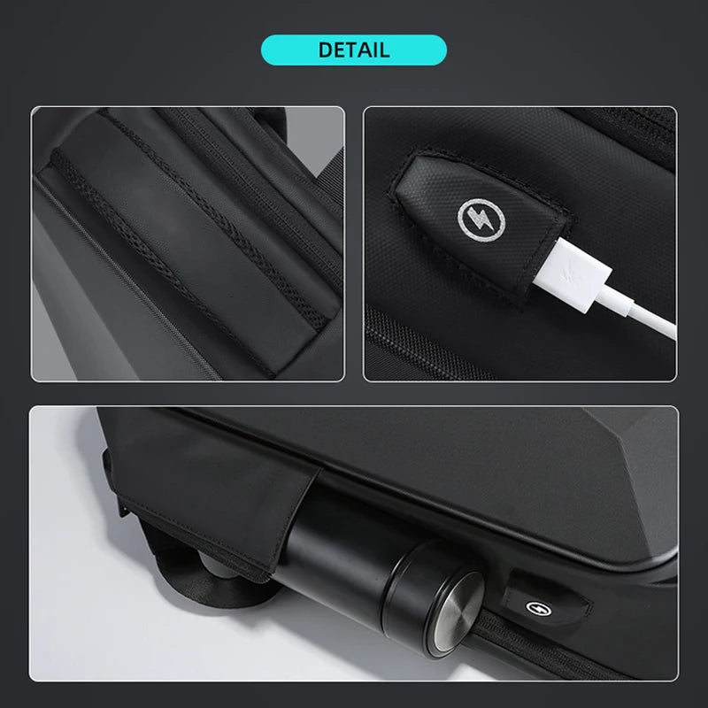 Swiss Men‘s 15.6 Inch Laptop Backpack Expandable PC Hard Shell Bag TSA Anti-theft Waterproof Backpacks USB Business Travel Bag