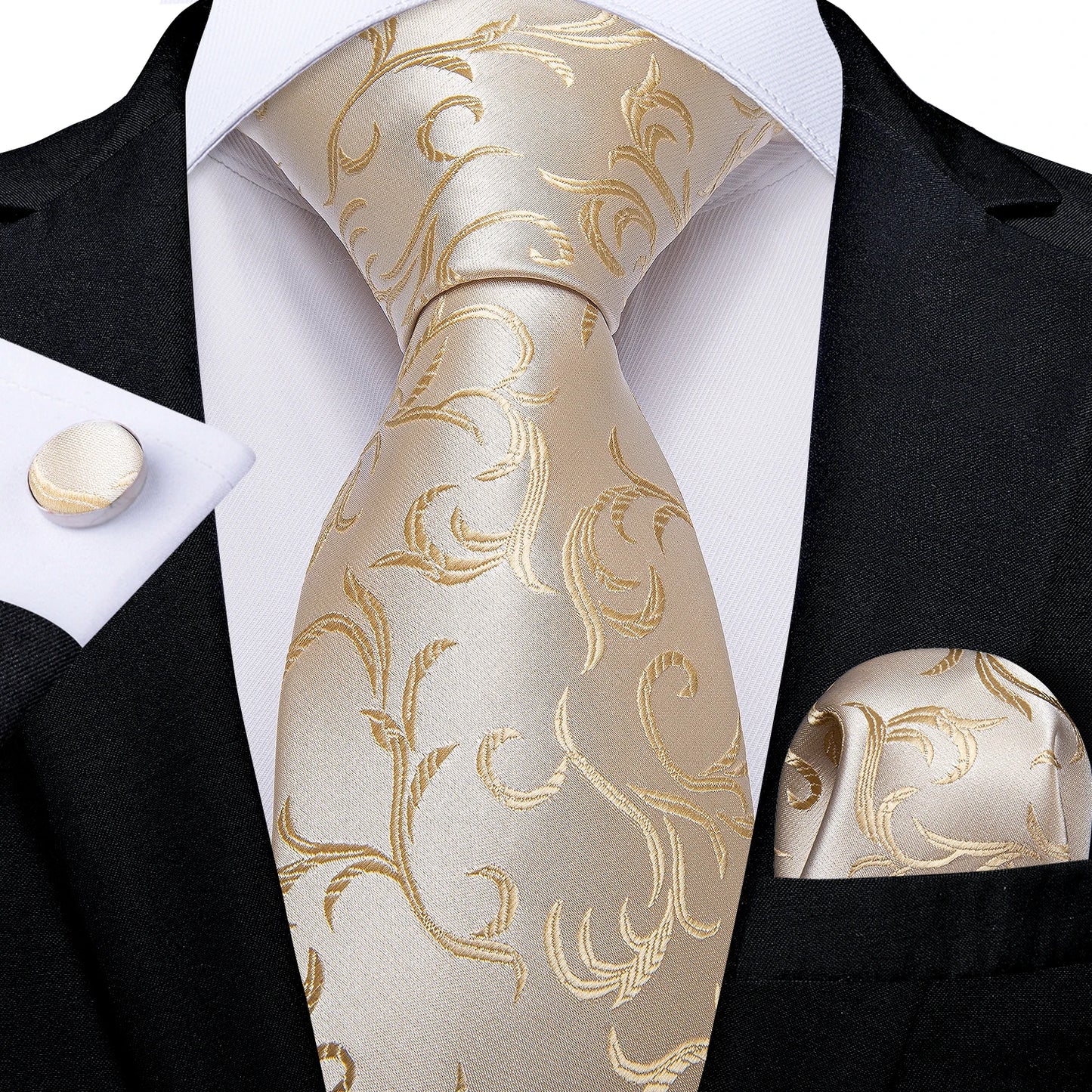 Solid Black Plaid Men's 8cm Polyester Neck Tie Handkerchief Cufflinks Set with Gift Box Tie Clip Birthday Anniversary Gift