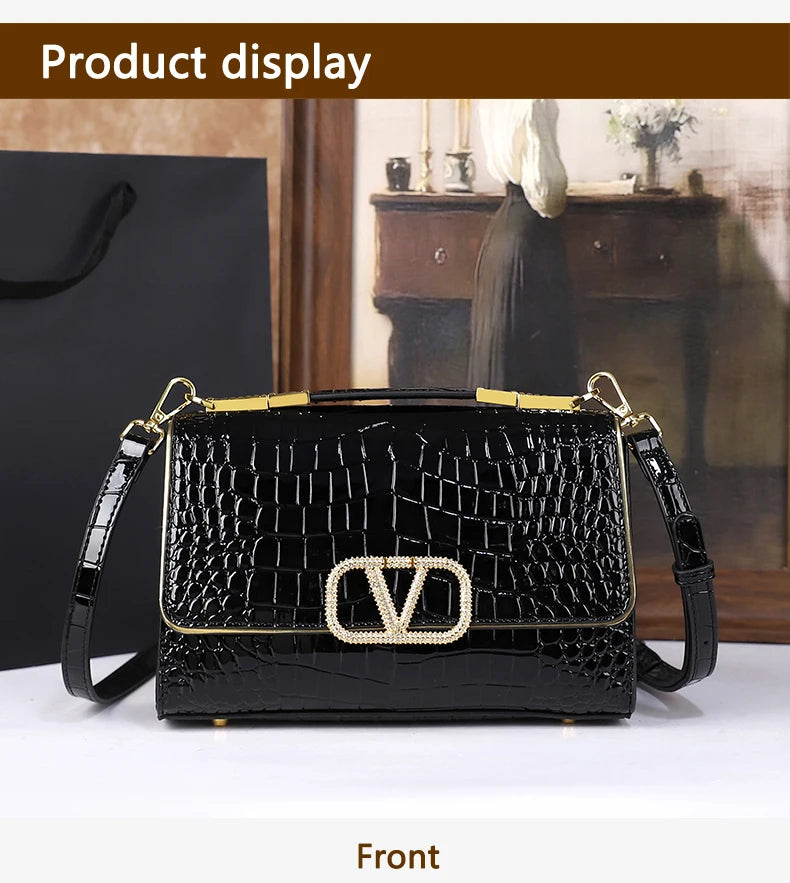 2025 New Fashion Crocodile Pattern Handbag High-End Sensation Unique Small Retro Shoulder Crossbody Bag Versatile Stylish Mini