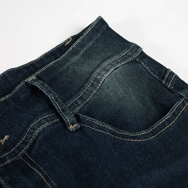 Cuteandpsycho Fashion Low Waisted Washed Flared Jeans Button Harajuku Aesthetic Pants Streetwear Basic Slim Pockets Y2K Bottoms