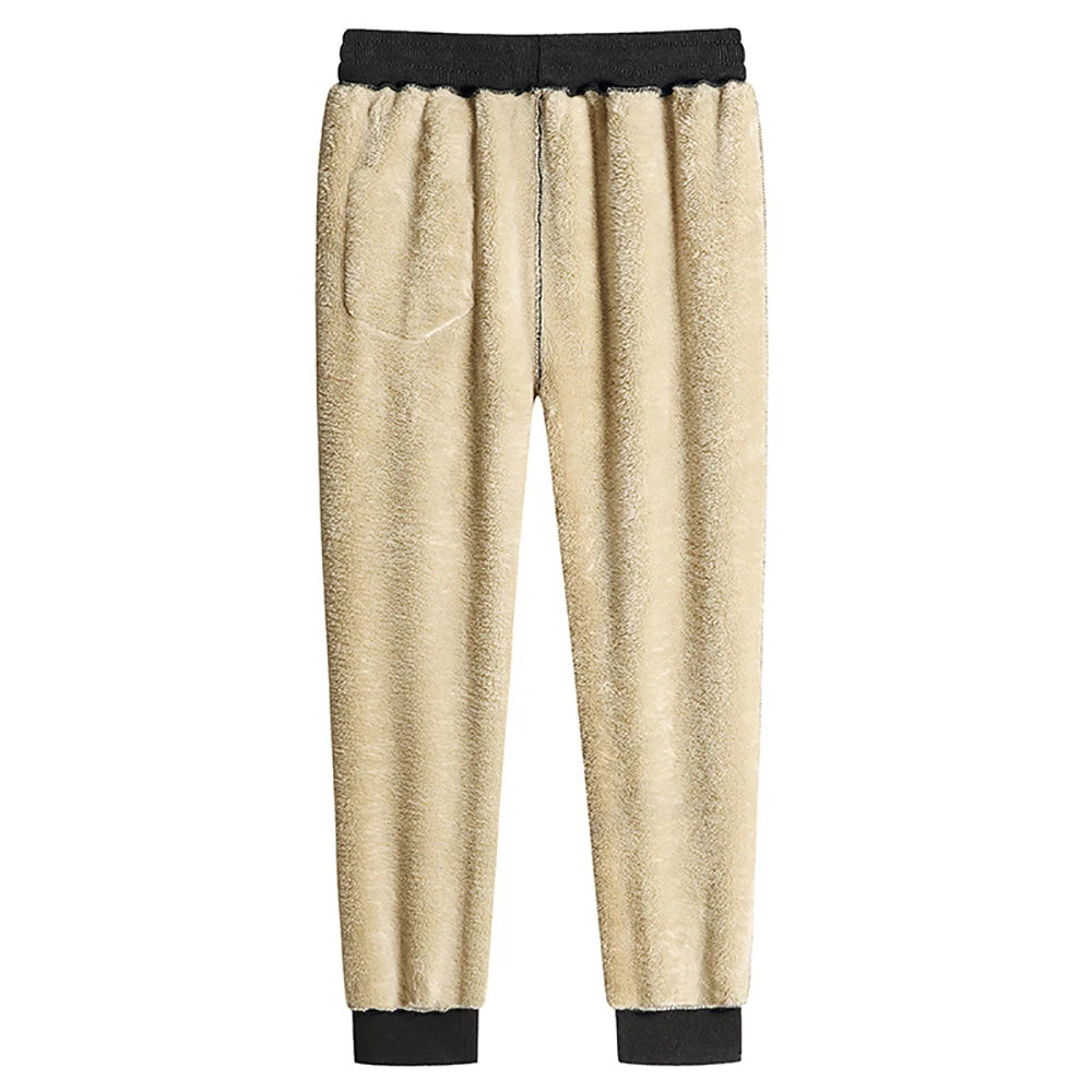 Winter Lambswool Warm Pants Men's Thick Fleece Thermal Trousers Men Fitness Jogging Drawstring Pants Male Sweatpants