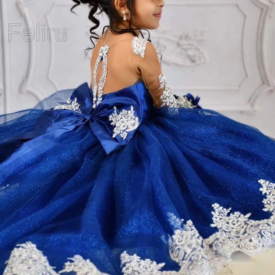 Girl Dress First Communion Party Prom Princess Gown Girls Birthday Party Dresses Backless Kids Pageant
