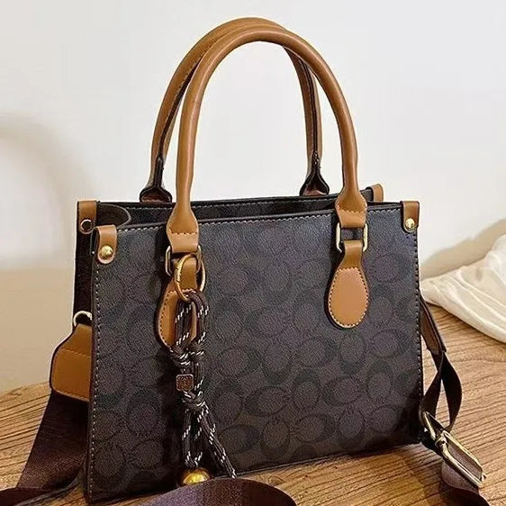 New 2025 Fashion Versatile Women's Bag with Large Capacity and High Quality, Retro Vintage Flower Handheld Tote Bag