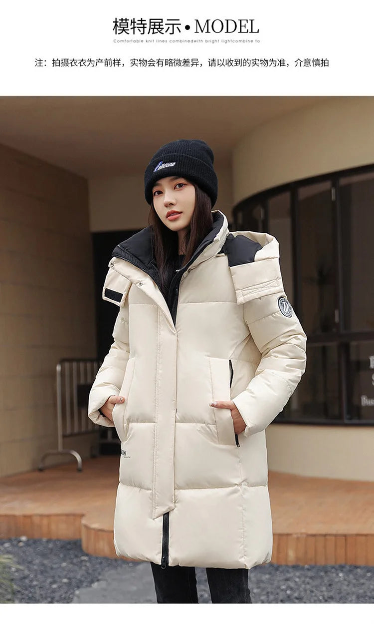 Women'S Winter Down Cotton Jacket 2025 New Warm Thicken Cotton Padded Jacket Korean Loose Plus Size Parkas Outwear Long Coat