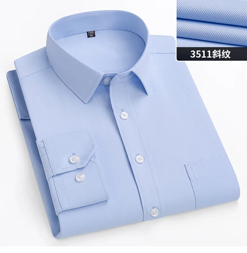 New Men's White Business Shirt Autumn Long Sleeve Leisure Plus Size Big 11XL 10XL 9XL Patchwork Black Yellow Social Dress Shirts
