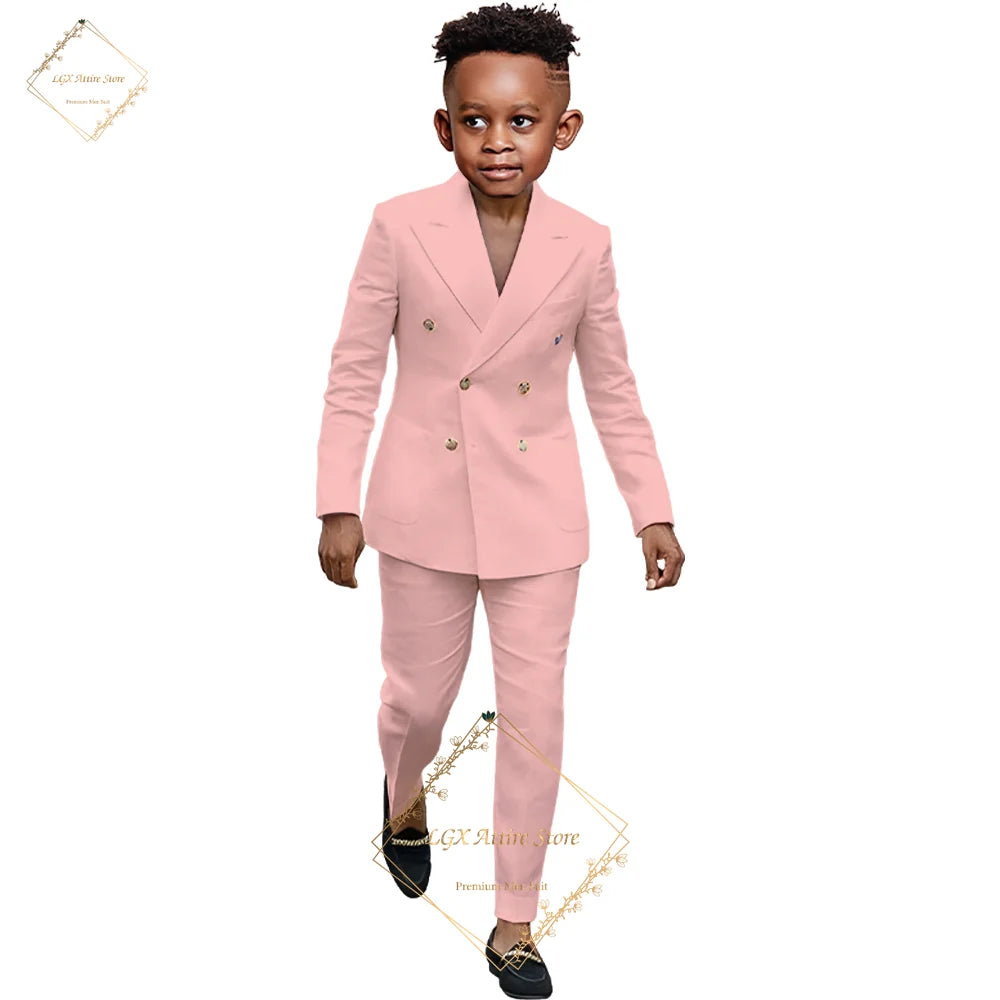Boys suit 2 piece suit - custom made for 2~16 year old children double breasted peak lapel formal occasion slim fit suit