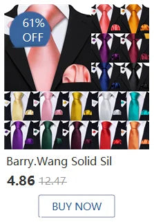 Barry.Wang Gold Silk Mens Tie Hanky Cufflinks Set Yellow Beige Orange Luxury Jacquard Necktie For Male Wedding Business Party