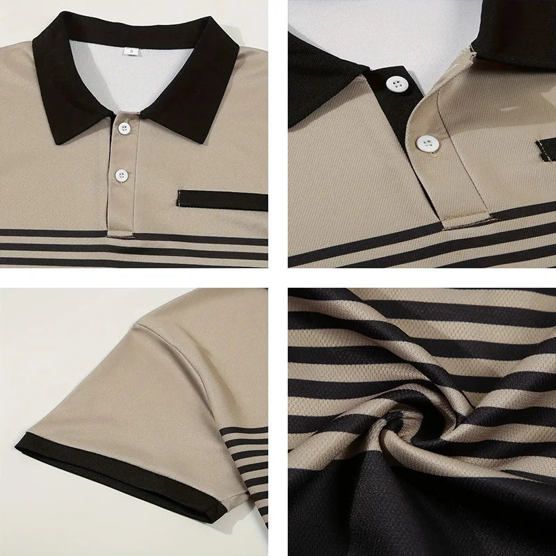 Summer Men's Short sleeved Polo Shirt Business Casual Collar T-shirt Plus Size Breathable Top European and American Plus size