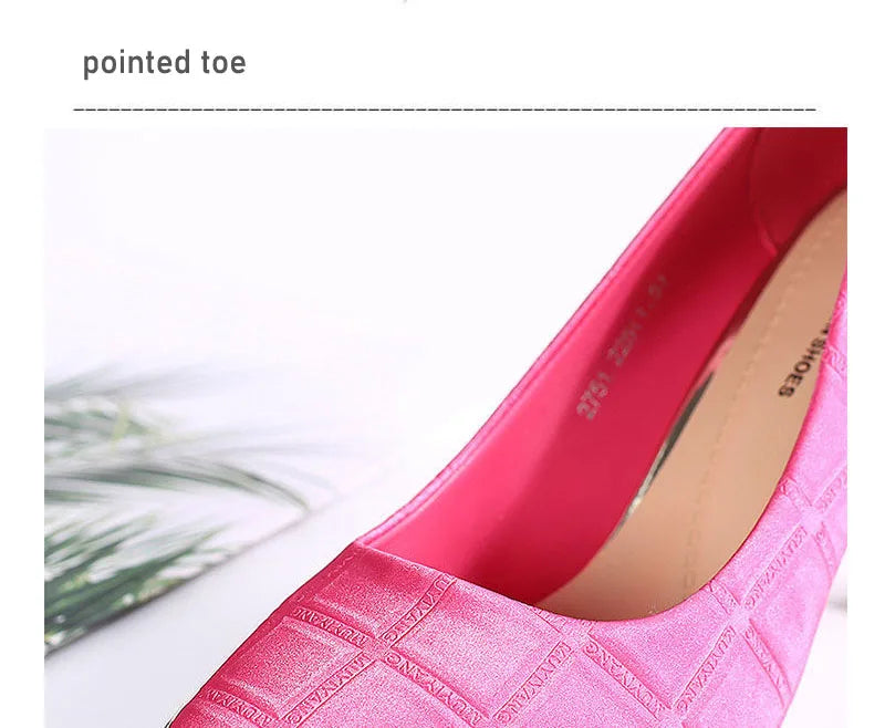 2025 New Woman Pink Pumps Luxury Designer Metal Pointed Stiletto Shallow Mouth Single Shoes High Heels Women Green Party Shoes