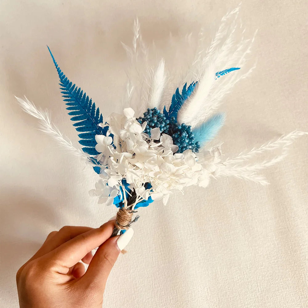 6pcs Mini Dried Flower Bouquet Bohemian Wedding Pampas Rabbit Tail Grass Bridesmaid Flowers Wedding Party Decoration Home Decor