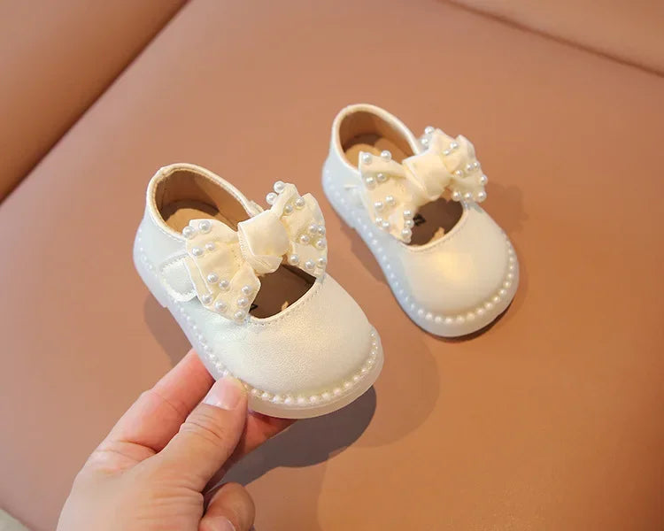Baby Girls Big Bow Shoes Low Heel Flower Wedding Party Dress Shoes Princess Shoes For Kids Toddler
