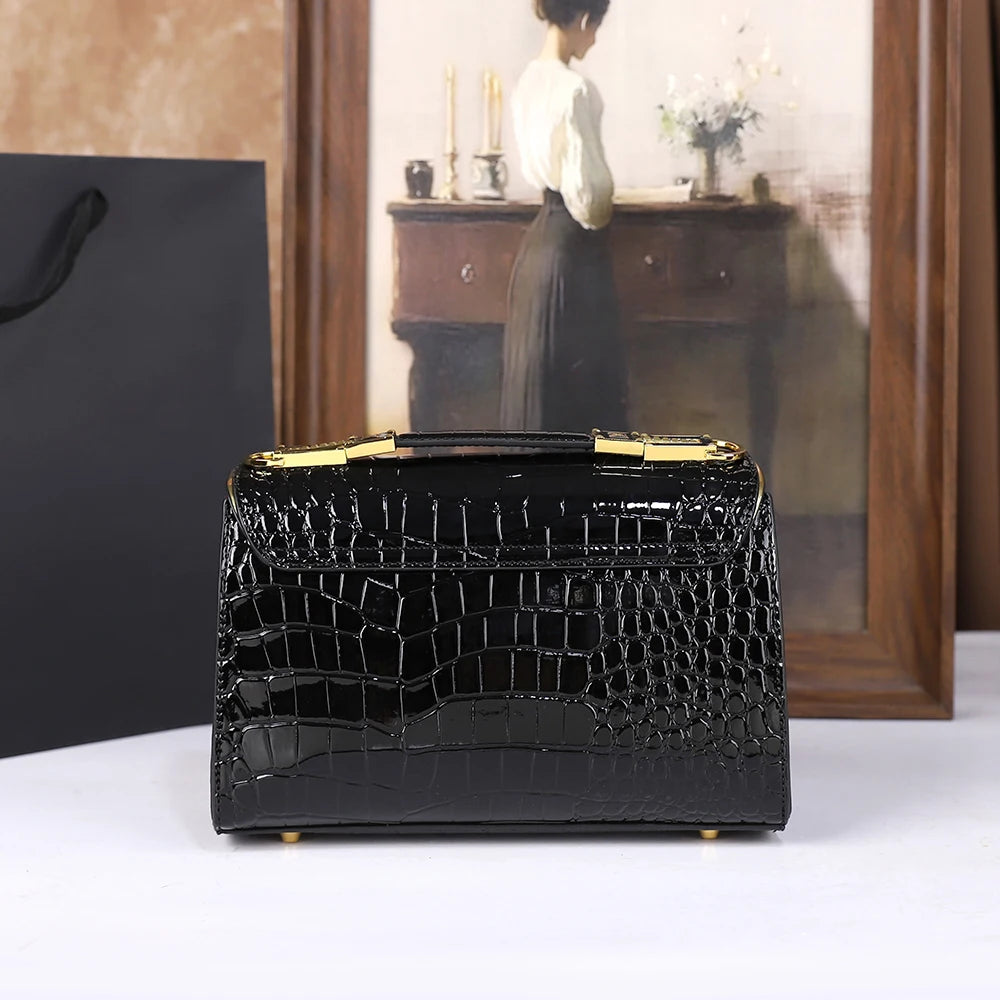 2025 New Fashion Crocodile Pattern Handbag High-End Sensation Unique Small Retro Shoulder Crossbody Bag Versatile Stylish Mini