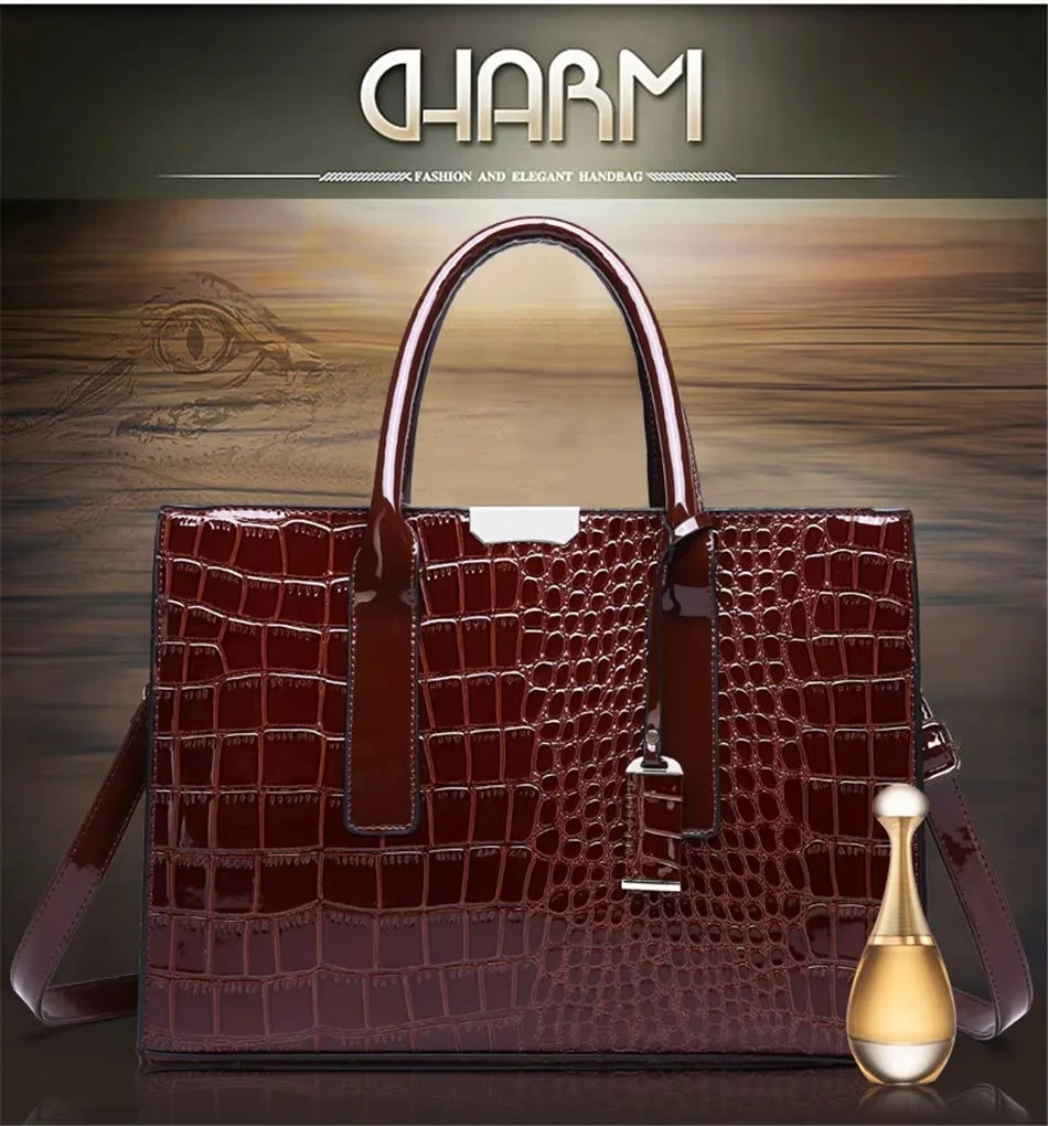 Large Capacity Crocodile Pattern Women Shoulder Tote Bag Leather Purses and Handbags for Women Designer Luxury Ladies Hand Bags