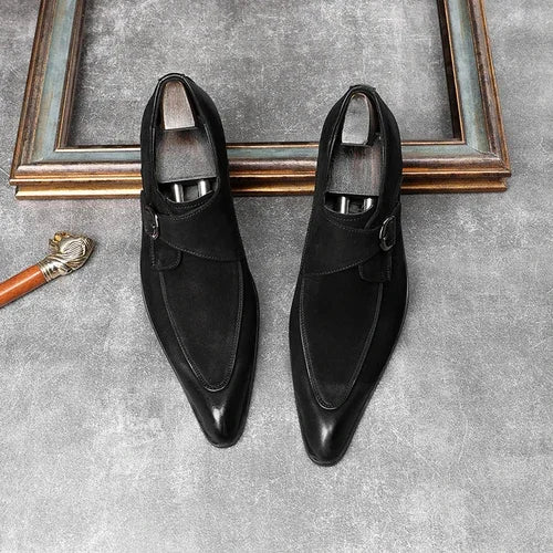 Men's Luxury Suede Cowhide Loafers – British Trend Handmade Business Shoes