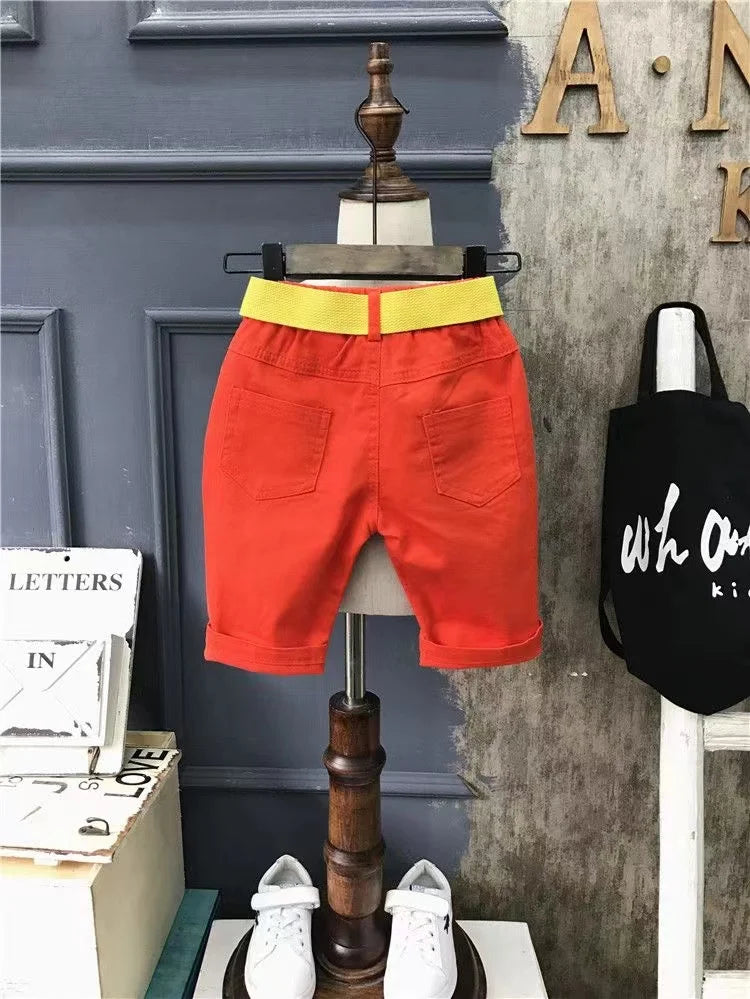 Boys' Summer 2024 New Set Summer Children's Clothing Children's Clothing Boys' Black T-shirt+Shorts Kids Outfits