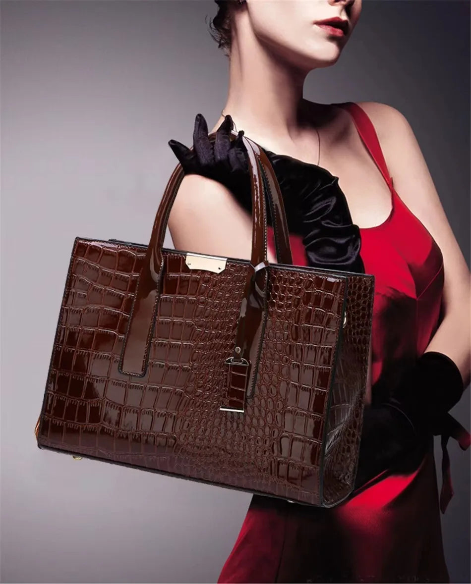 Large Capacity Crocodile Pattern Women Shoulder Tote Bag Leather Purses and Handbags for Women Designer Luxury Ladies Hand Bags