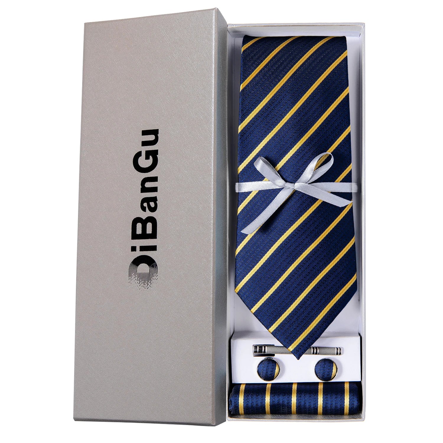 Solid Black Plaid Men's 8cm Polyester Neck Tie Handkerchief Cufflinks Set with Gift Box Tie Clip Birthday Anniversary Gift