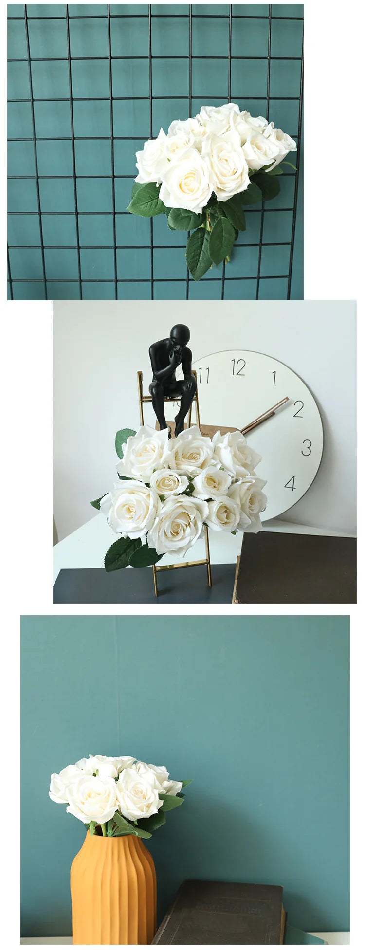 9 Head Artificial Bouquet Rose Bouquet Wedding Decor Artificial Flower Home Decoration Accessories Silk Flowers