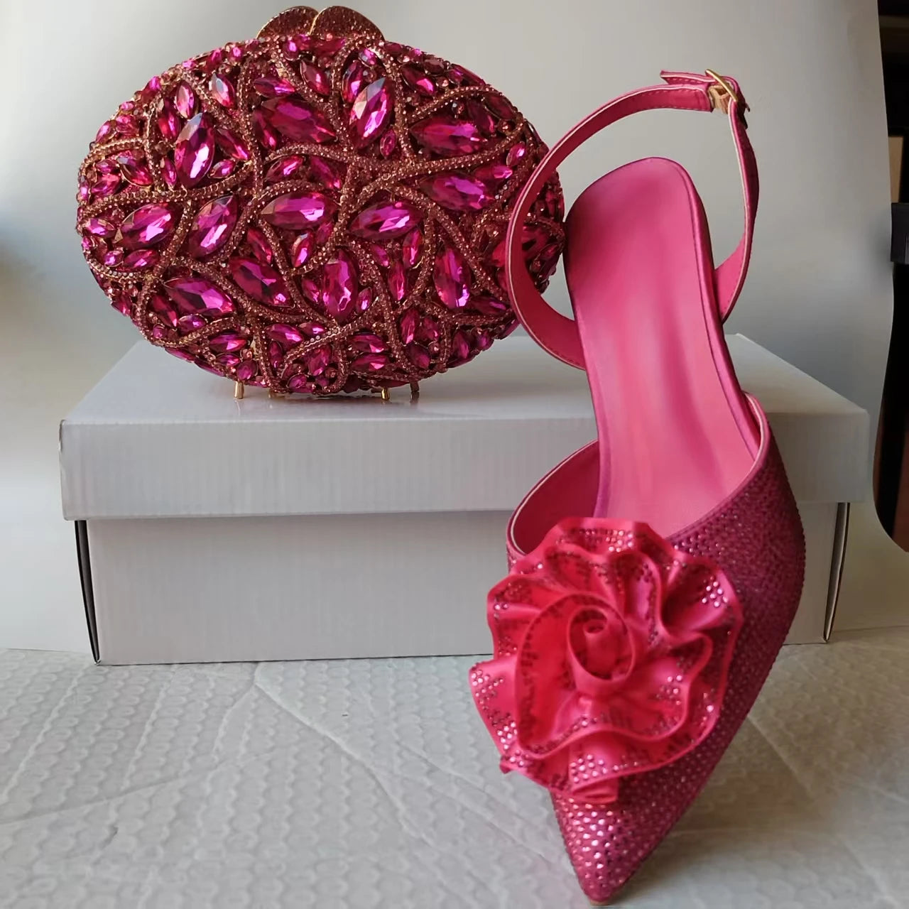 INSIGHTLINK Purple High Heels sandals and Bag Women Gems Dress Shoes Wedding stiletto Sandals Lady Bride high-heeled Stone Shoes