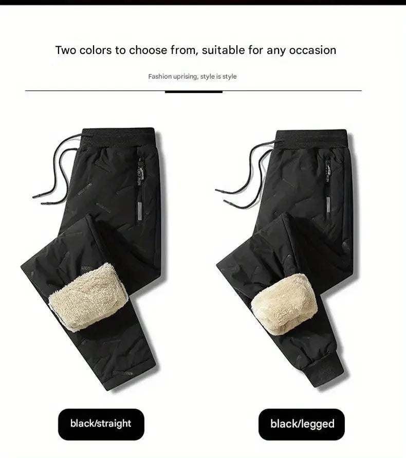 Winter Sweatwear Men Plush Thick Fleece Sweatpant Lambswool Thermal Trousers Casual Pants Waterproof Windproof Warm Cotton Pants