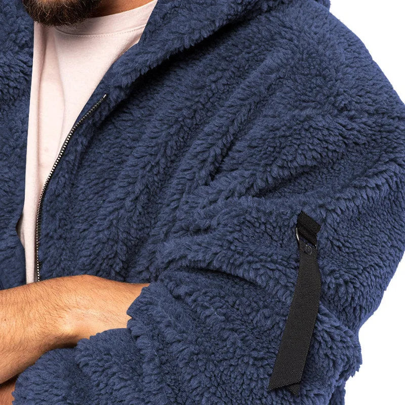 Men's Winter Jacket Warm Loose Casual Fleece Soft Fabric Velvet Skin Friendly Solid Streetwear Fashion Jackets Coats for Men