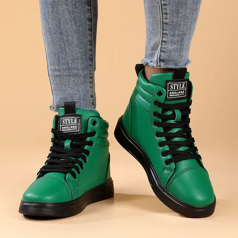 2025 Spring Fashion Red Men's Sneakers High Top Skateboarding Shoes for Men Women Comfortable Unisex Leather Sneakers Size 35-46