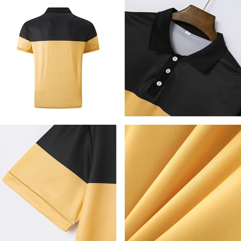 Summer Men's Short sleeved Polo Shirt Business Casual Collar T-shirt Plus Size Breathable Top European and American Plus size