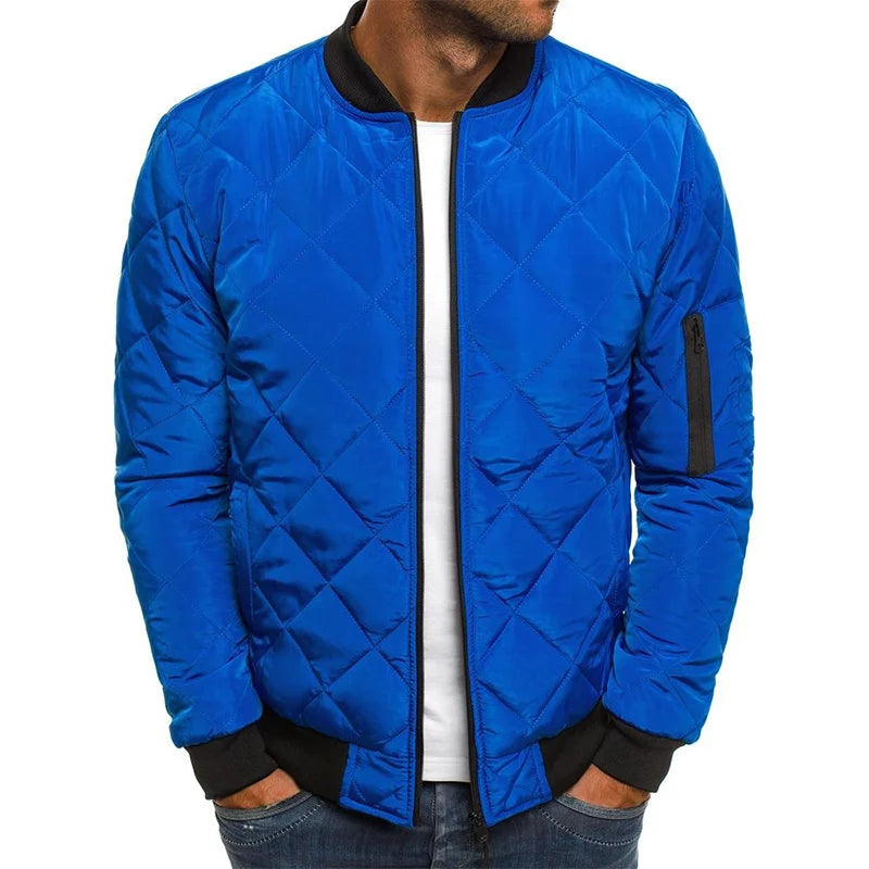 Winter New Jacket Men's Baseball Collar Mesh Pressed Lightweight  Jacket Vintage Flight Casual Long Sleeve
