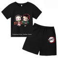 Boys Girls Clothes Set Summer Cartoon Demon Slayer T shirt+Short Pants 2pcs Children Clothing Teen 1 2 3 4-14 Year Kids Suit