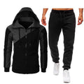 Men's Sets, Athletic two-tone patchwork jacket, long sleeves and long pants, hooded casual sports men's suit
