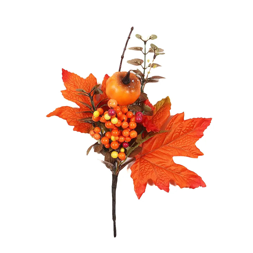 Autumn Fall Maple Leaves Branch Foam Artificial Fall Fake Maple Leaves Stems Plant For Outdoor Wedding Halloween Home Decoration