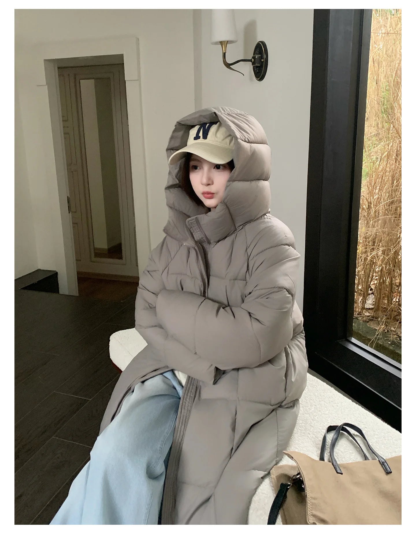 Long Coats Parkas Women Loose Zipper Hooded Jacket Thick Warm Casual Full Sleeve Elegant Spliced Jackets Autumn Winter