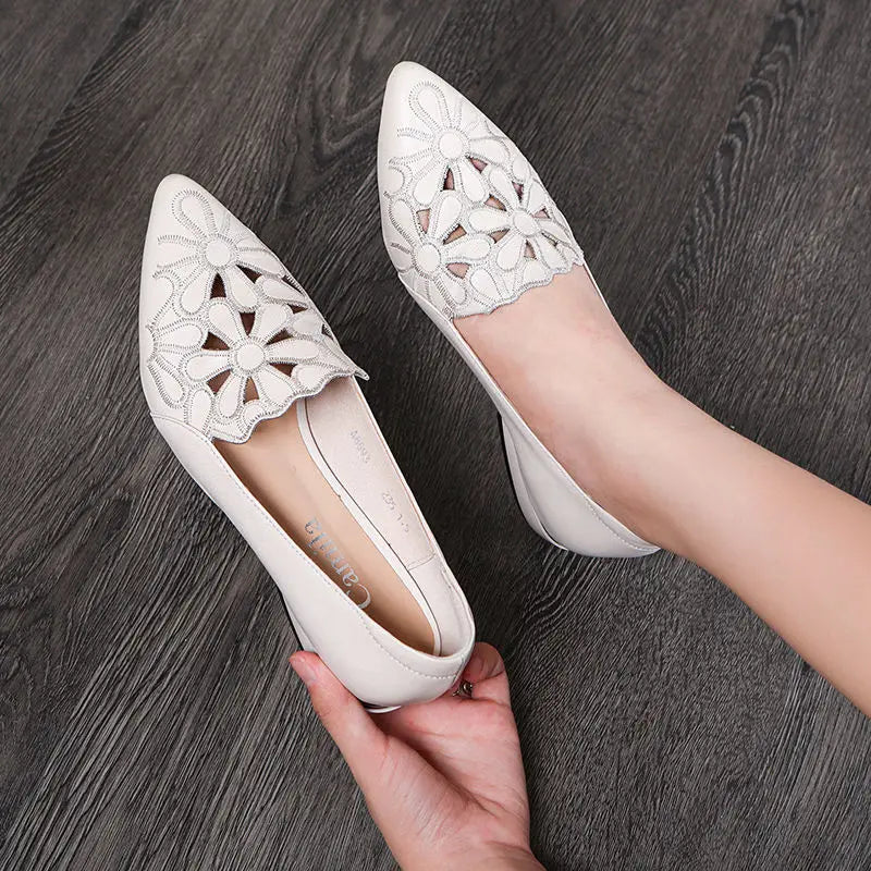 Mid Heel Casual Shoes for Women Heels Wedding Hollow Out Black Square Heel Formal Shoes Work Lady Fall Zapatilla Mujer 2023