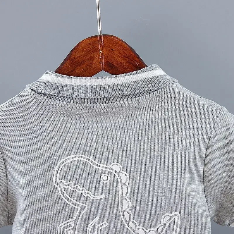Summer Kids Outfits Baby Boys Clothes Set Dinosaur Printed Turn-down Collar T-Shirts Tops+ Shorts 2PCS/Suit Infant Clothing Sets