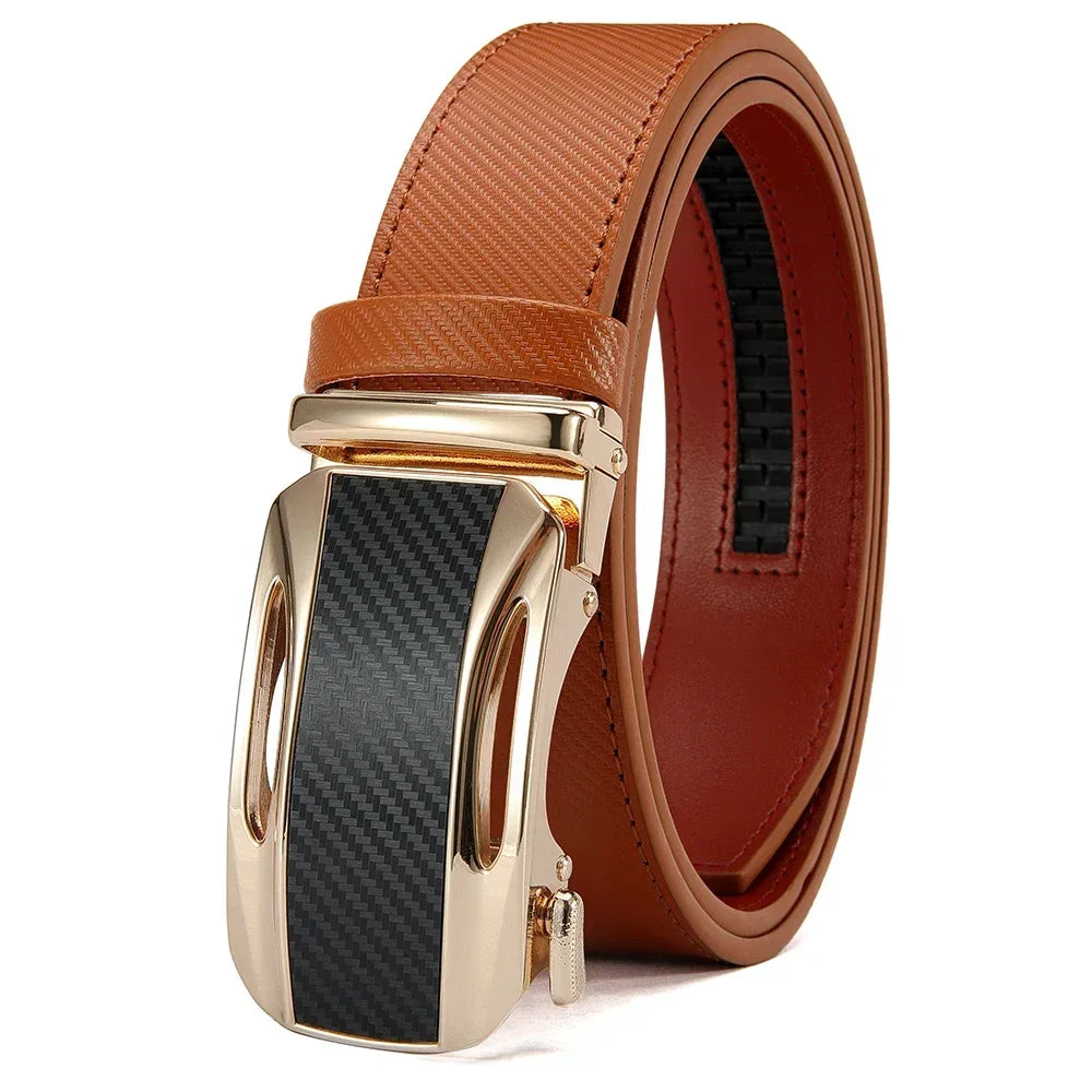 Men Belts Genuine Leather Luxury Famous Brand Belt Automatic Buckle Leather Mens Belt New Fashion Jeans Office Work Casual Belt