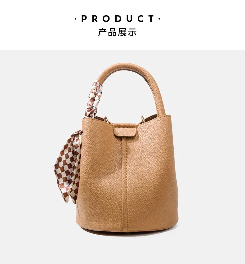 Luxury Top Handle Bag Women Crossbody Shoulder Bags Bucket Portable Tote Bag PU Leather Ladies Hand Bag Designer