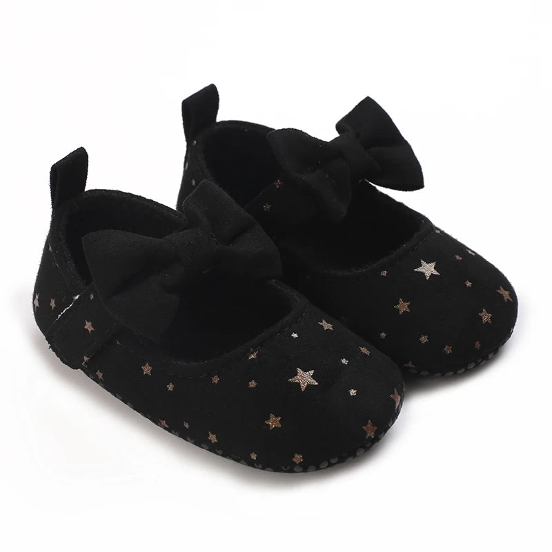 Newborn Toddler Baby Shoes Girl Baby Crib Shoes Princess Flower Bow Baby Cotton Sole First Walker Sneakers 0-18 Months