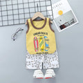 2025 New Summer Children Clothing Set Boys Girls Sleeveless Shorts Children's Suspenders Baby Vest set Kids Clothes