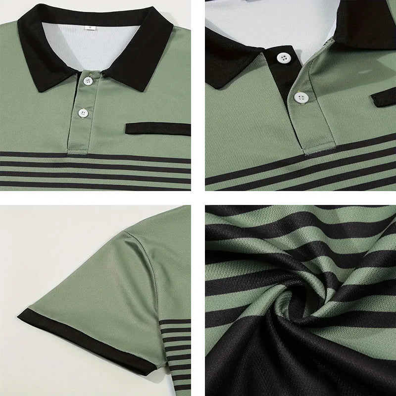 Summer Men's Short sleeved Polo Shirt Business Casual Collar T-shirt Plus Size Breathable Top European and American Plus size