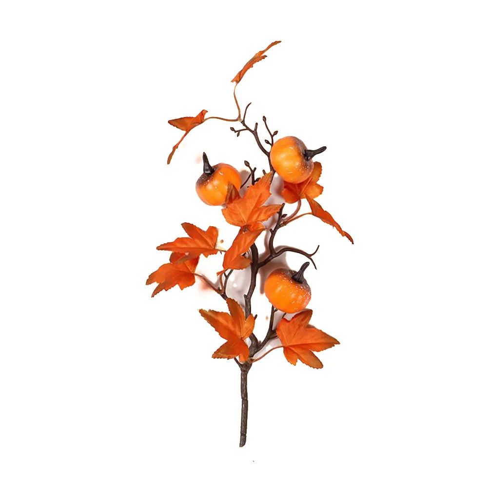 Autumn Fall Maple Leaves Branch Foam Artificial Fall Fake Maple Leaves Stems Plant For Outdoor Wedding Halloween Home Decoration