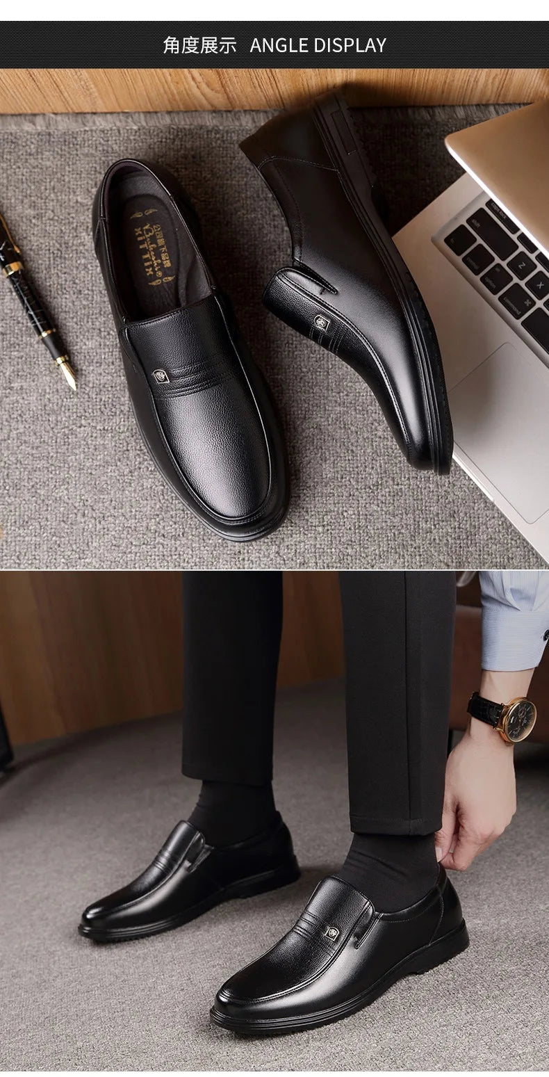 Leather Men Formal Shoes Luxury Brand 2025 Men's Loafers Dress Moccasins Breathable Slip on Black Driving Shoes Plus Size 37-46