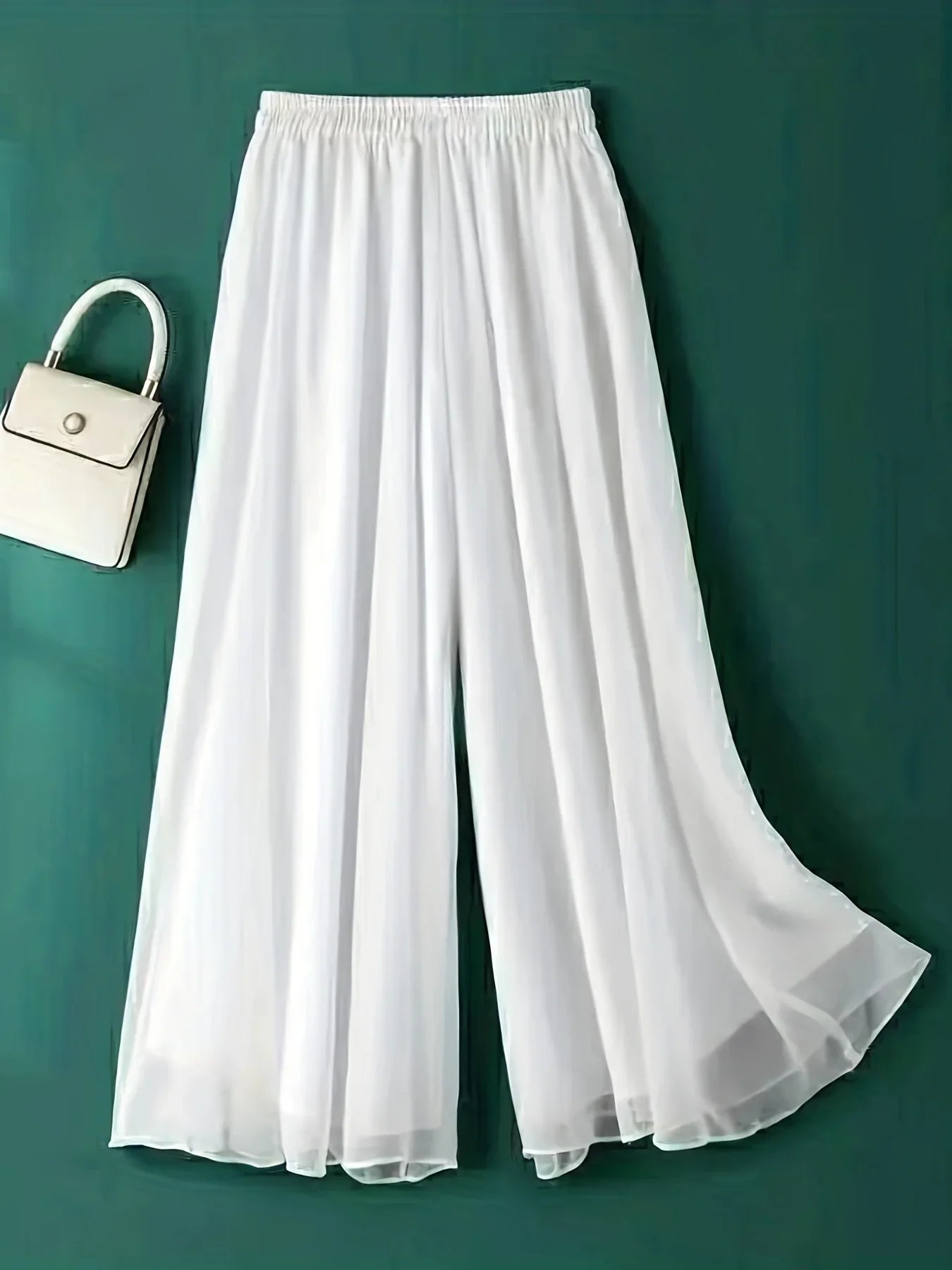 Thin chiffon wide leg pants for women in spring and summer, double layered drape, loose and slimming, cool long pants