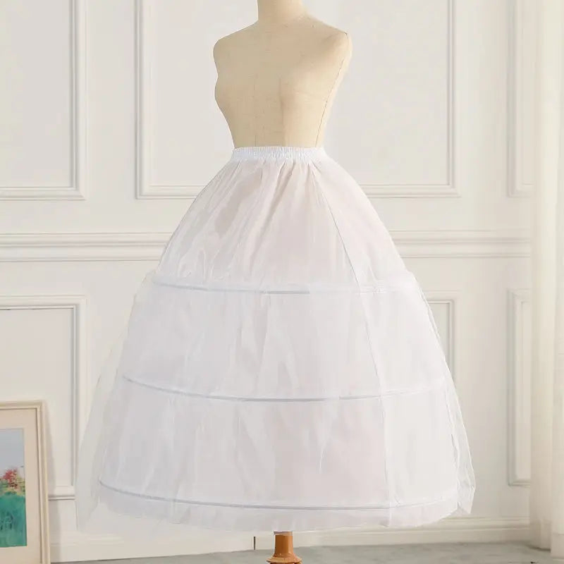 High Quality White 3 Hoops A- Line Petticoat Crinoline Slip Underskirt For Ball Gown Wedding Dress