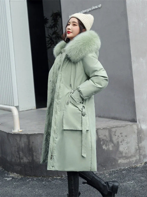 2025 Jackets Coats Outwear New Women's Parkas Winter Jacket Hooded Long Coat Thick Warm Female Cotton Padded Parka Fur Lining