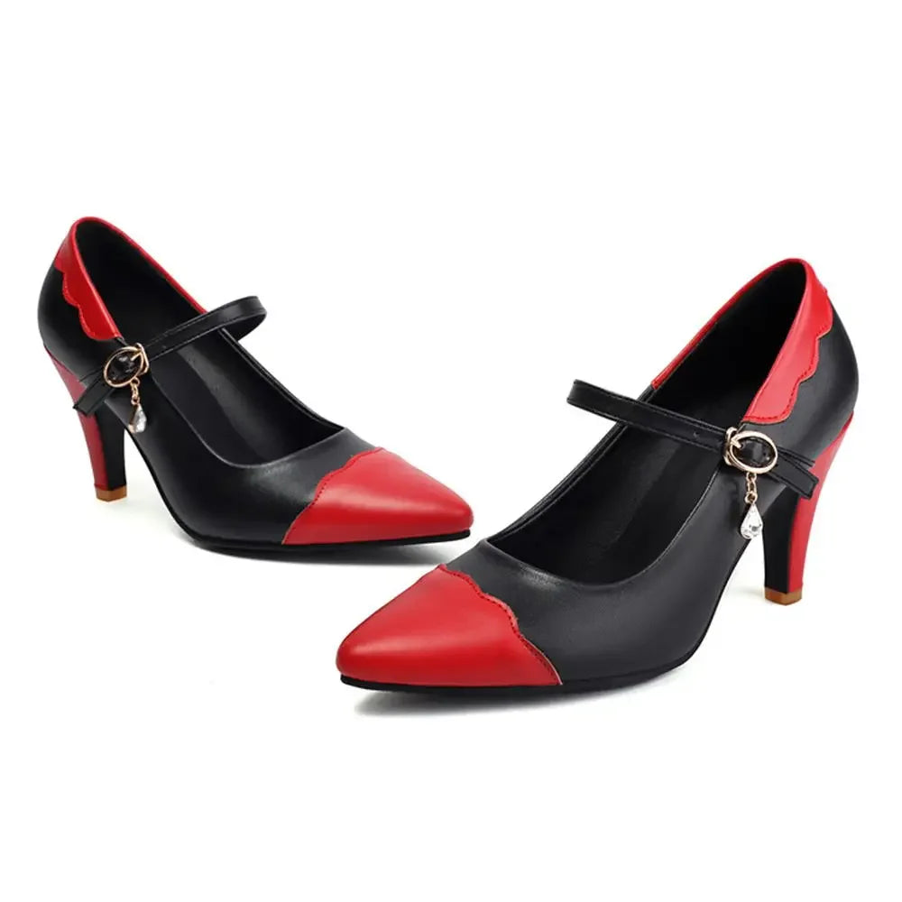 Zapatos De Mujer New Elegant Fahsion Women Shoes High Heels Buckle Strap Pointed Toe Pumps Wedding Shoes Bride Big Size 46 2513