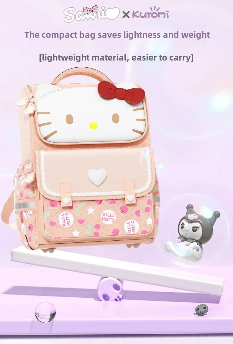 Cute Sanrio cartoon My Melody Kuromi Hello Kitty backpack Student large capacity spine protection and burden reduction backpack
