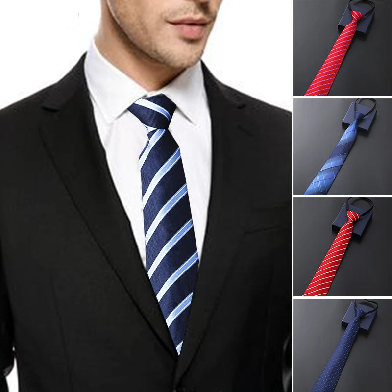 Lazy Zipper Jacquard Men's Tie Business Formal Wear Black Cravat Necktie Accessory Wedding Party Gift Fashion Daily Wear 48x8CM