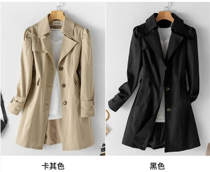2025 New Spring Autumn Trench Coat Women Korean Double Breasted Mid-Long Female Trench Coat Overcoat Windbreaker Ladies Outerwea