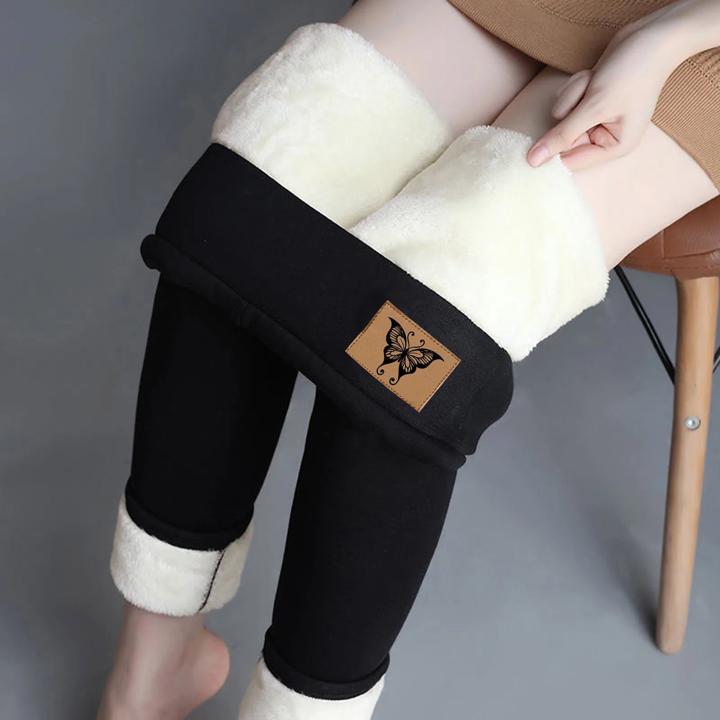 Winter Women Leggings Fleece Lined Velvet Keep Warm Pants High Waist Leggings Solid Color Comfortable Stretchy Thermal Trousers