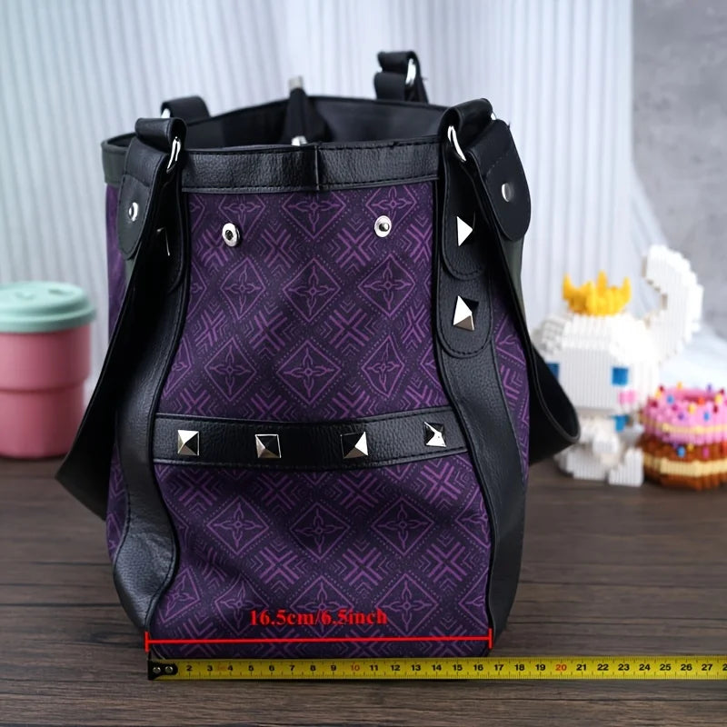 MINISO Sanrio Hello Kitty Vintage Purple Handbag Y2K Gothic Style Multifunctional Underarm Tote Bag Sweet and Spicy Fashion